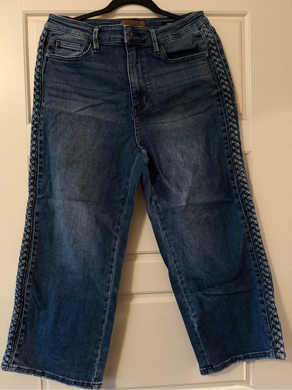 Judy Blue Medium Blue Denim Jeans with Braided Side Trim